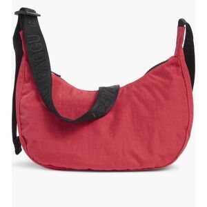 NWT BAGGU Cherry Red Small Nylon Crescent Bag
